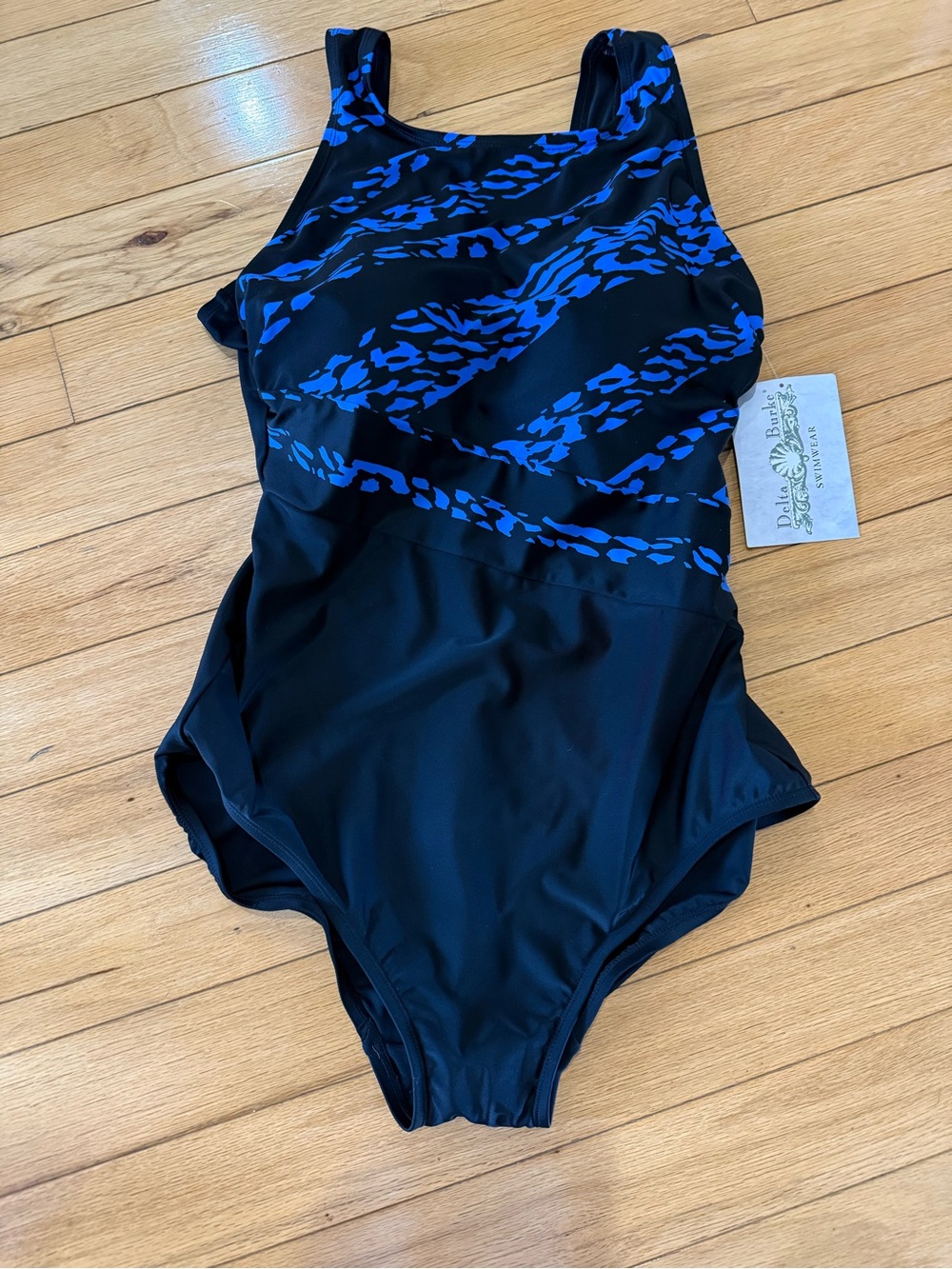 Dalia Black with Royal Blue Abstract One-Piece Swimsuit - Picture 2 of 4